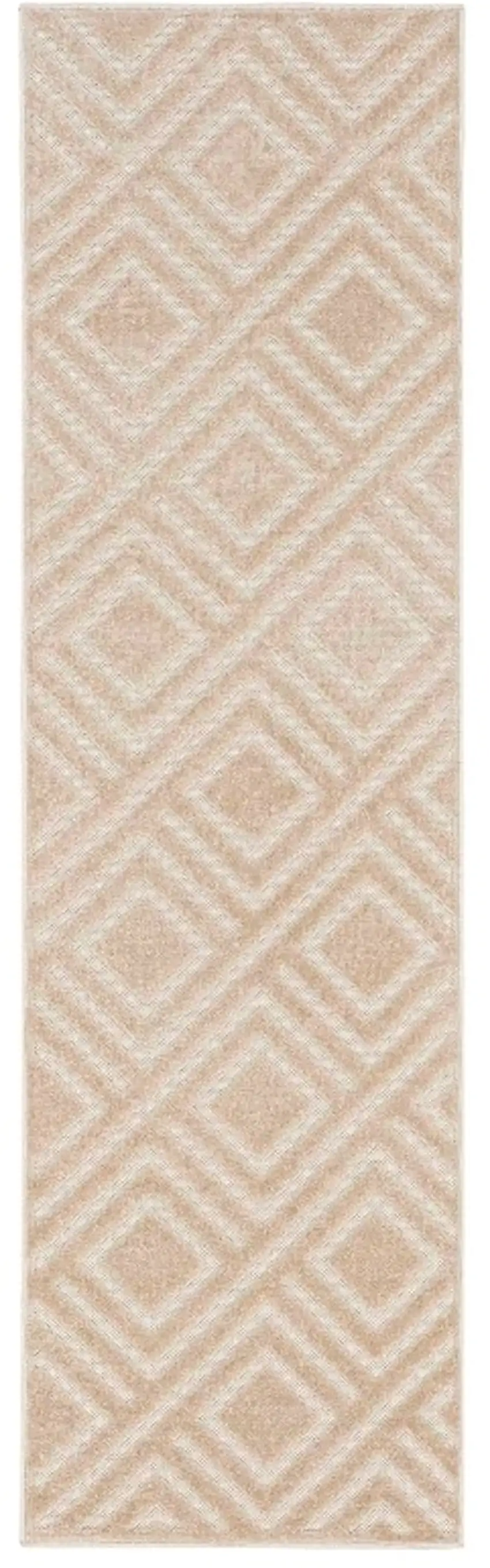 6' Beige Geometric Runner Rug Photo 1
