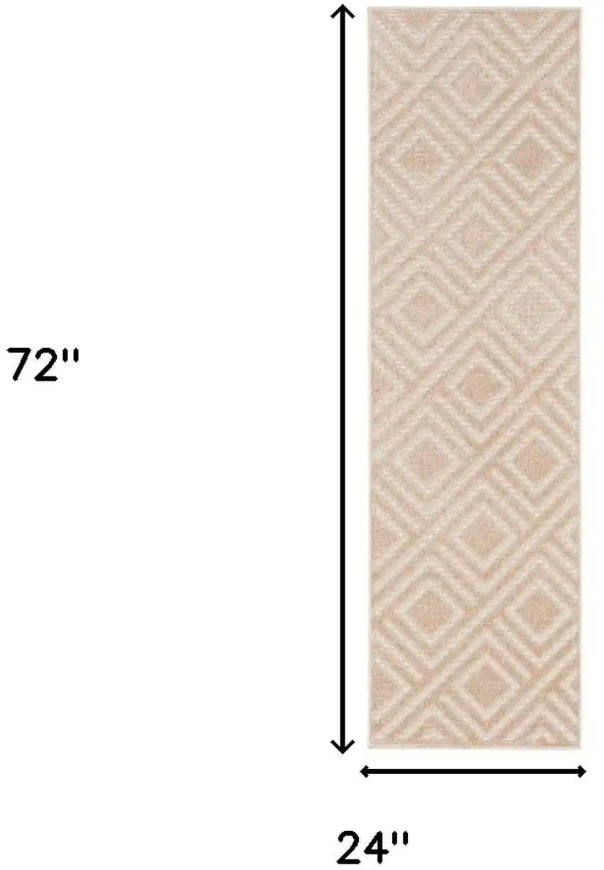 6' Beige Geometric Runner Rug Photo 9