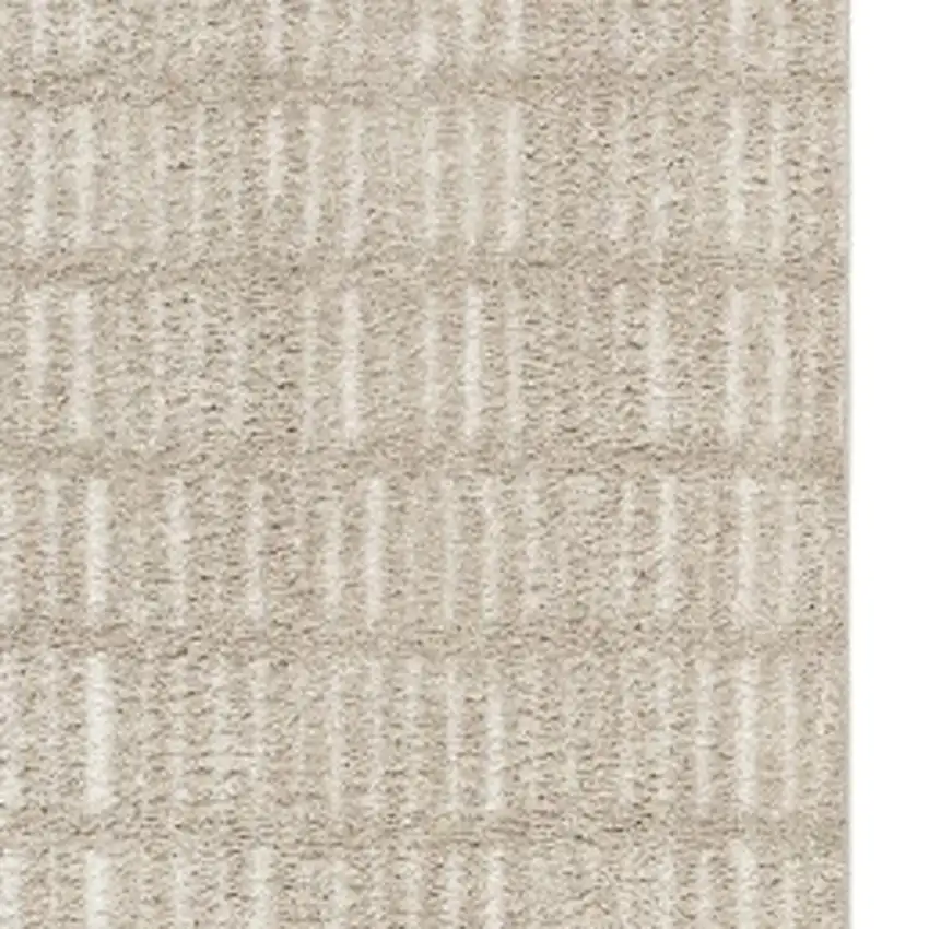 6' Beige Geometric Runner Rug Photo 6