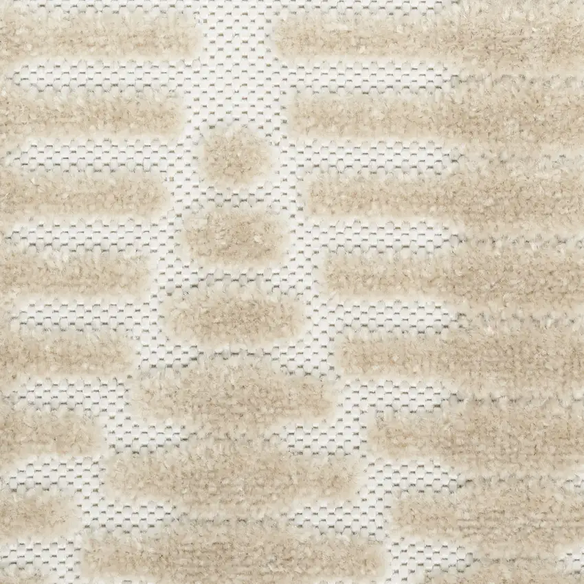 6' Beige Geometric Runner Rug Photo 3