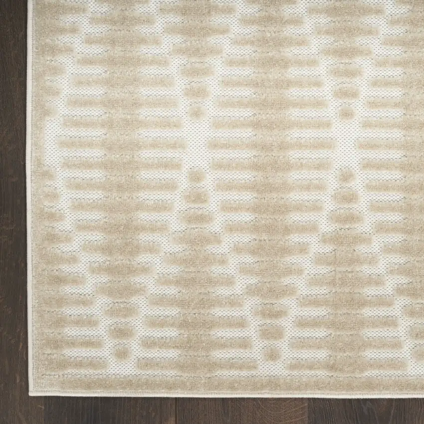 6' Beige Geometric Runner Rug Photo 9