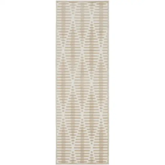 6' Beige Geometric Runner Rug Photo 1