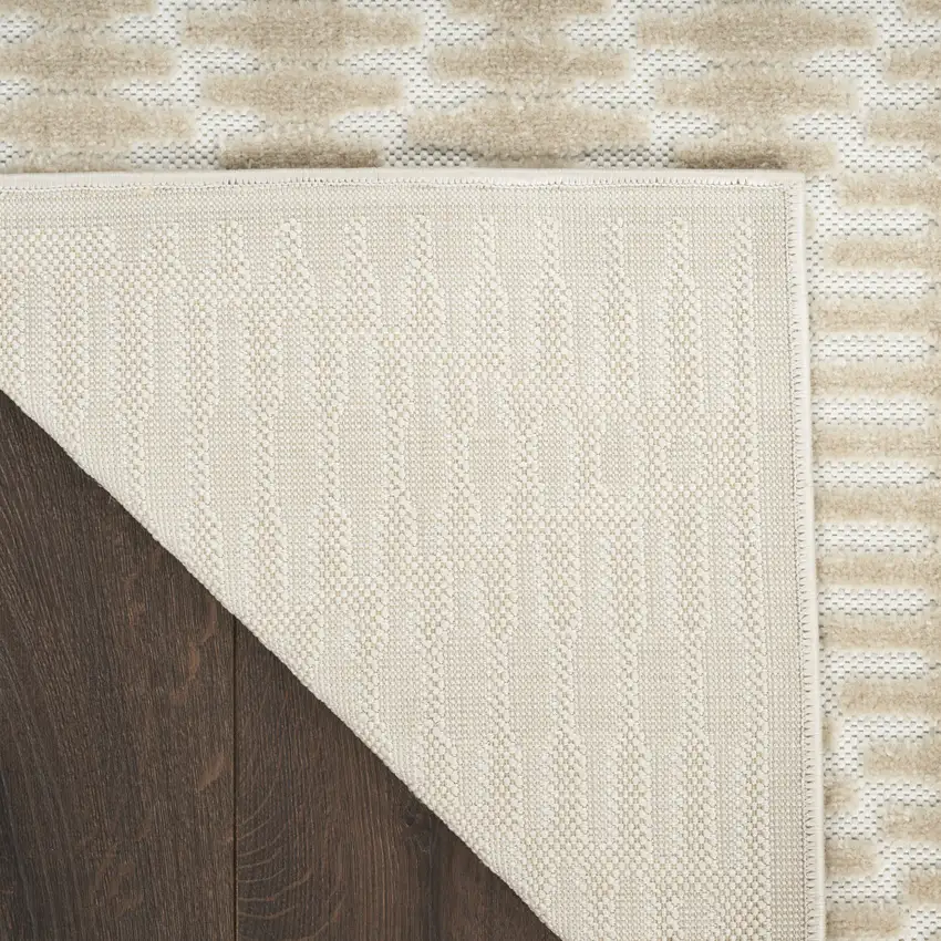 6' Beige Geometric Runner Rug Photo 8
