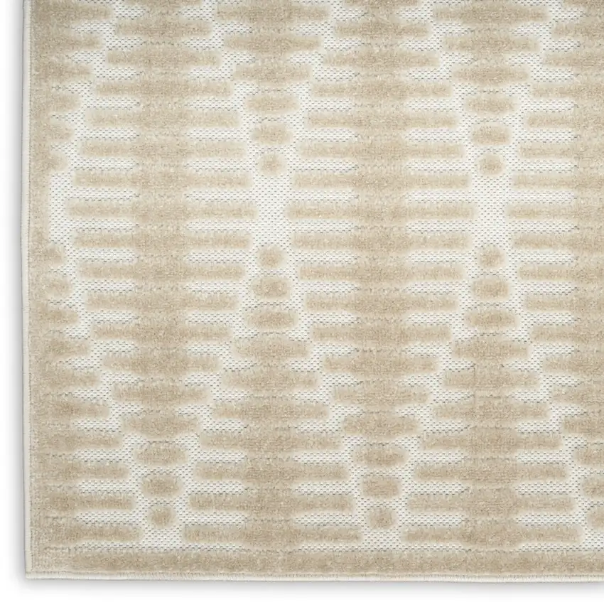 6' Beige Geometric Runner Rug Photo 3