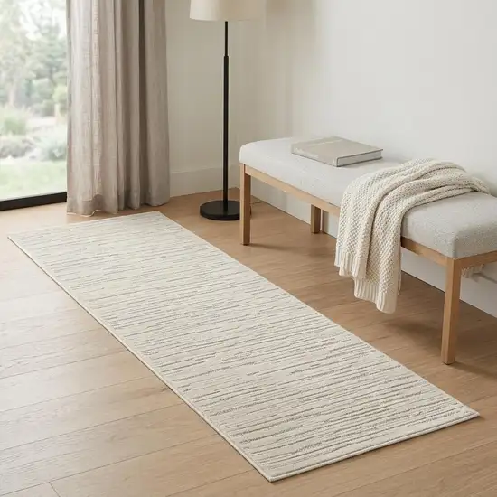 6' Beige Geometric Runner Rug Photo 1