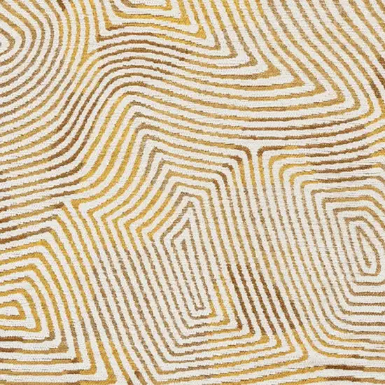 8' Beige Gold And Brown Geometric Washable Round Rug With UV Protection Photo 8