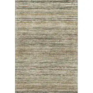 Photo of 8' Beige Gold And Brown Striped Washable Area Rug With UV Protection