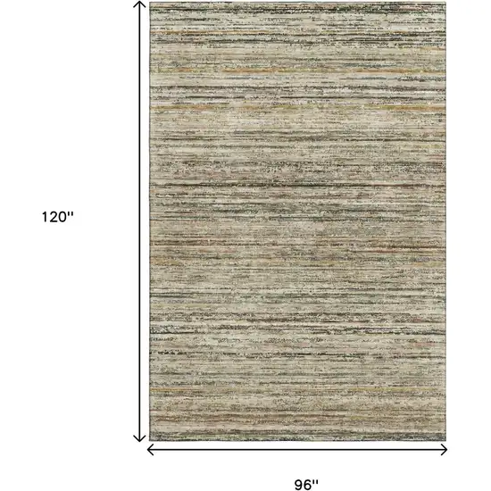 8' Beige Gold And Brown Striped Washable Area Rug With UV Protection Photo 8