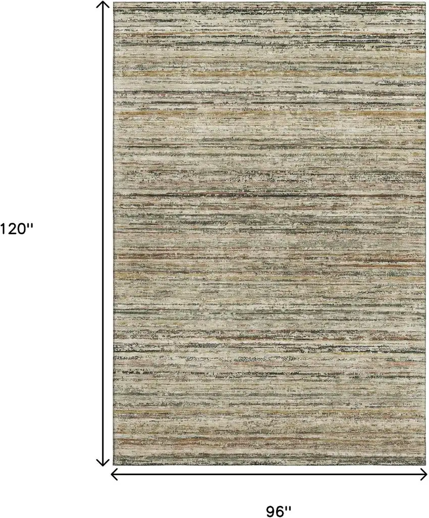 8' Beige Gold And Brown Striped Washable Area Rug With UV Protection Photo 8