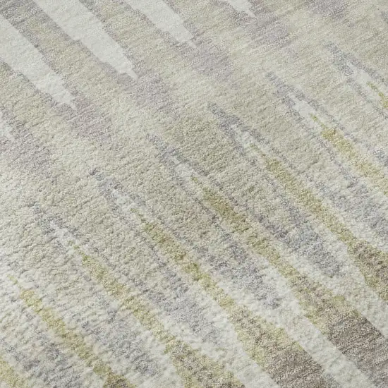 8' Beige Gold And Gray Southwestern Washable Round Rug With UV Protection Photo 9