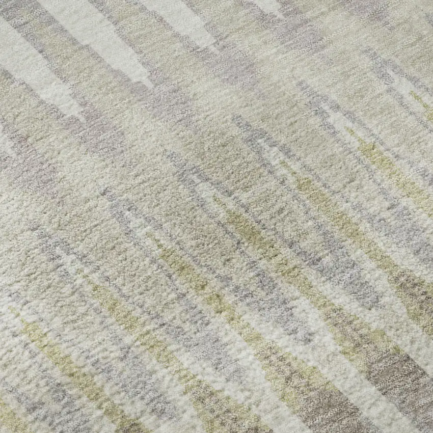 8' Beige Gold And Gray Southwestern Washable Round Rug With UV Protection Photo 9