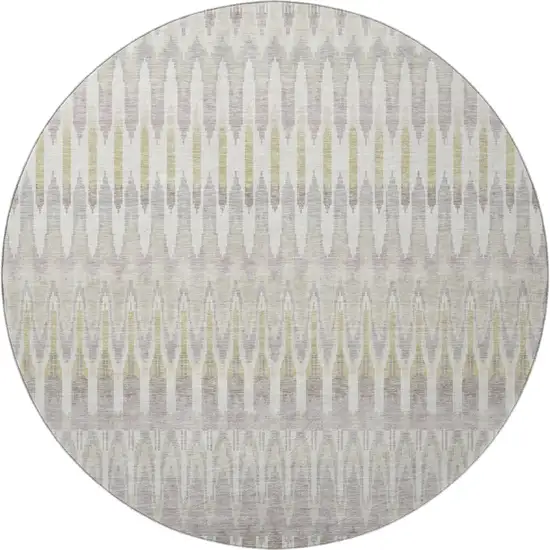 8' Beige Gold And Gray Southwestern Washable Round Rug With UV Protection Photo 4
