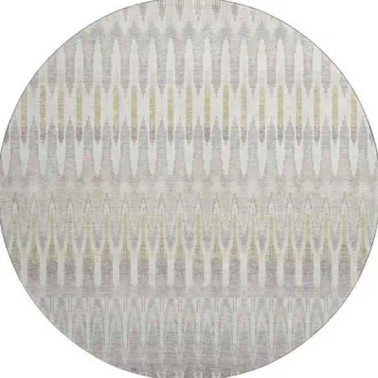 8' Beige Gold And Gray Southwestern Washable Round Rug With UV Protection Photo 3
