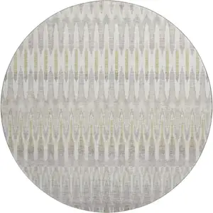 Photo of 8' Beige Gold And Gray Southwestern Washable Round Rug With UV Protection