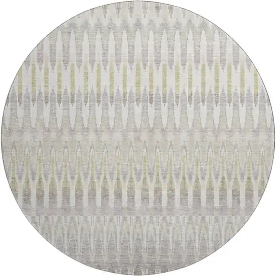 8' Beige Gold And Gray Southwestern Washable Round Rug With UV Protection Photo 1