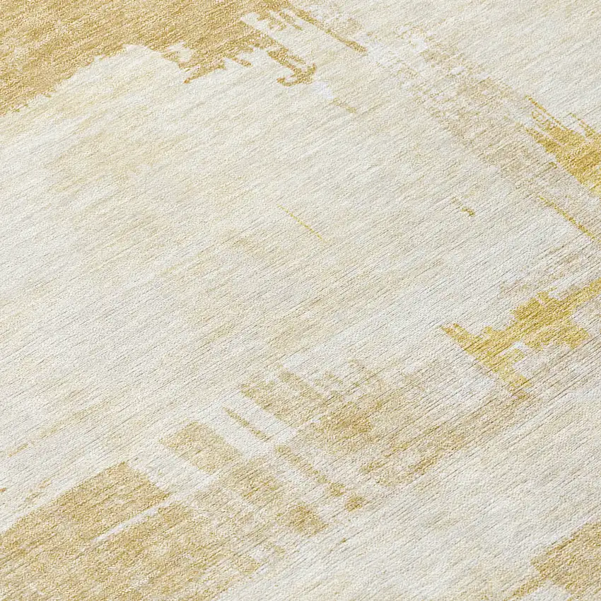 8' Beige Gold And Tan Round Abstract Washable Indoor Outdoor Area Rug Photo 7