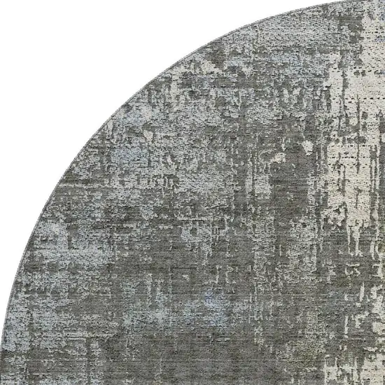 8' Beige Gray And Brown Abstract Washable Round Rug With UV Protection Photo 4