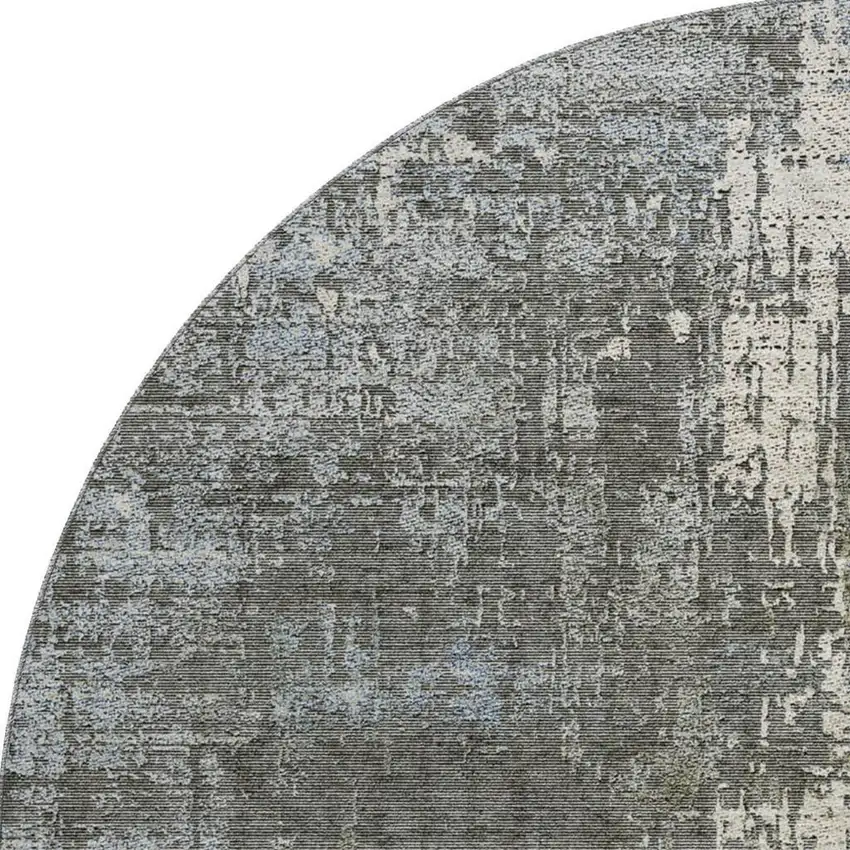 8' Beige Gray And Brown Abstract Washable Round Rug With UV Protection Photo 4