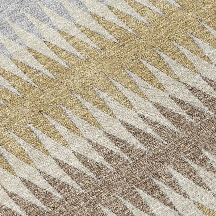 8' Beige Gray And Brown Round Striped Washable Indoor Outdoor Area Rug Photo 8