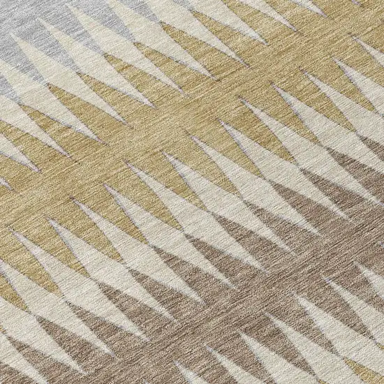 8' Beige Gray And Brown Round Striped Washable Indoor Outdoor Area Rug Photo 8