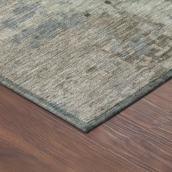 8' Beige Gray And Chocolate Round Abstract Washable Indoor Outdoor Area Rug Photo 8