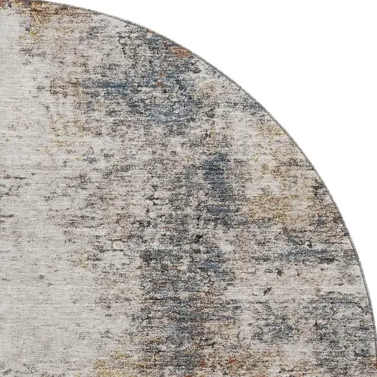 8' Beige Gray And Copper Abstract Washable Round Rug With UV Protection Photo 3