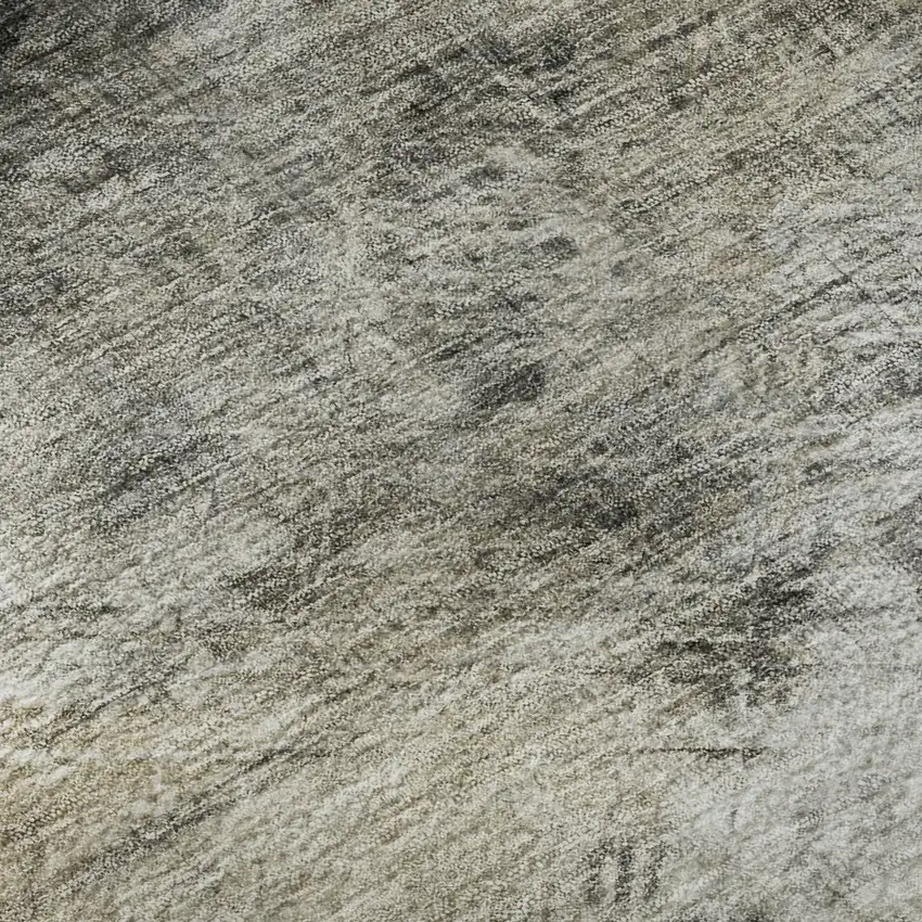 8' Beige Gray And Ivory Abstract Washable Round Rug With UV Protection Photo 8