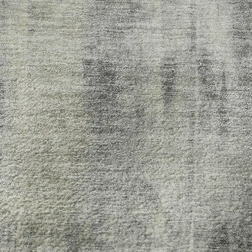 8' Beige Gray And Ivory Abstract Washable Round Rug With UV Protection Photo 7