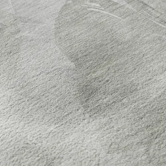 8' Beige Gray And Ivory Floral Washable Area Rug With UV Protection Photo 9