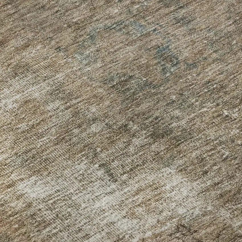 8' Beige Gray And Khaki Abstract Washable Round Rug With UV Protection Photo 8