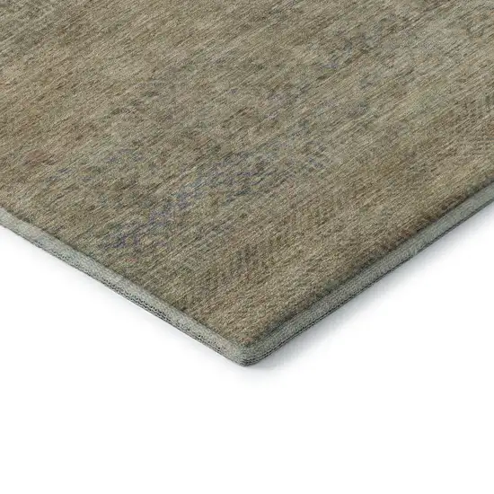 8' Beige Gray And Khaki Striped Washable Round Rug With UV Protection Photo 6