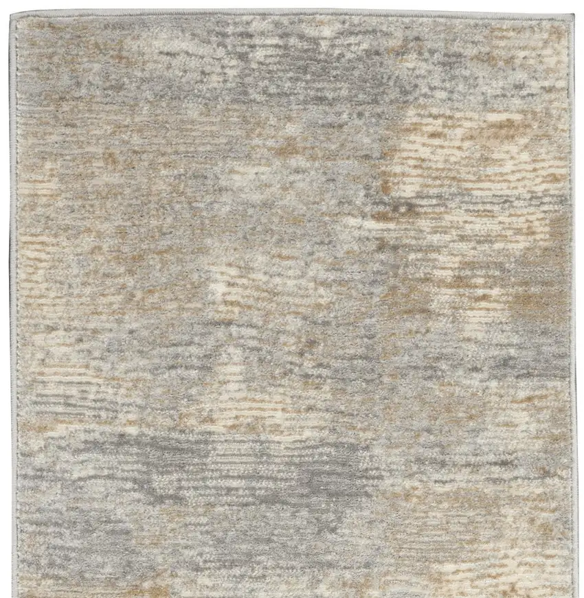 7' Beige Gray And Light Taupe Abstract Distressed Runner Rug Photo 7