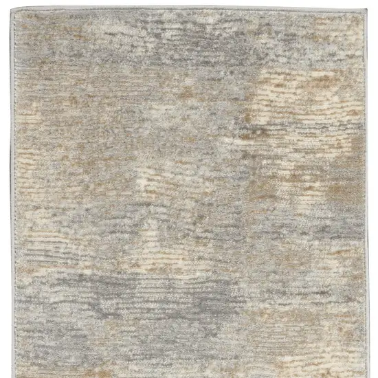 7' Beige Gray And Light Taupe Abstract Distressed Runner Rug Photo 7