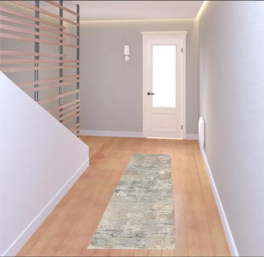 7' Beige Gray And Light Taupe Abstract Distressed Runner Rug Photo 1