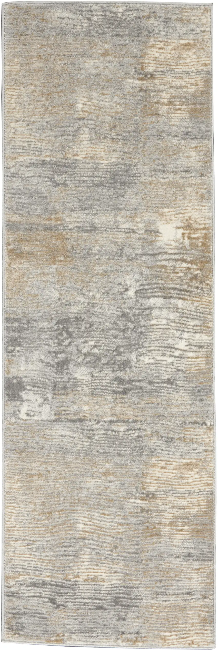 7' Beige Gray And Light Taupe Abstract Distressed Runner Rug Photo 5