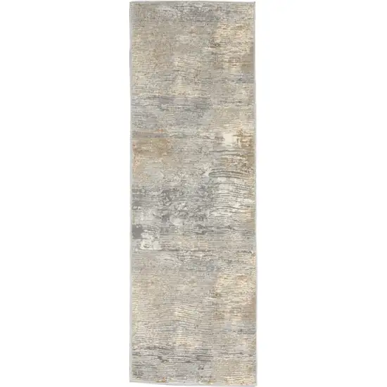7' Beige Gray And Light Taupe Abstract Distressed Runner Rug Photo 5