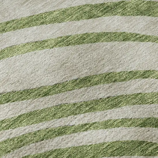 8' Beige Green And Blue Abstract Washable Round Rug With UV Protection Photo 9