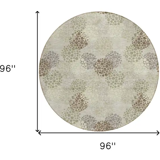 8' Beige Green And Ivory Round Polka Dot Washable Indoor Outdoor Area Rug Photo 3