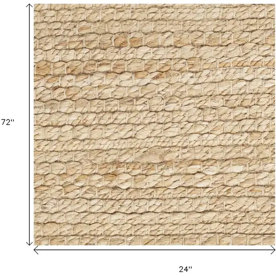 6' Beige Hand Woven Runner Rug Photo 9