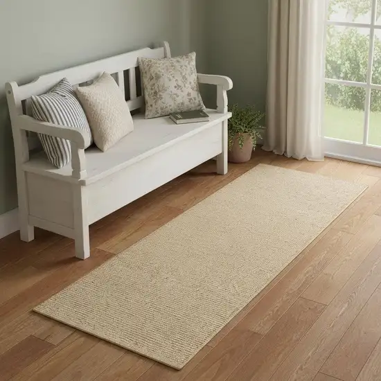 6' Beige Hand Woven Runner Rug Photo 1