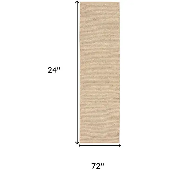 6' Beige Hand Woven Runner Rug Photo 3