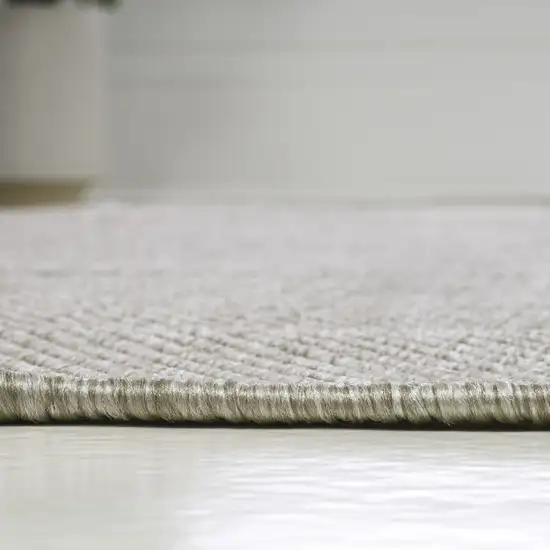 8' Beige Indoor Outdoor Runner Rug Photo 8