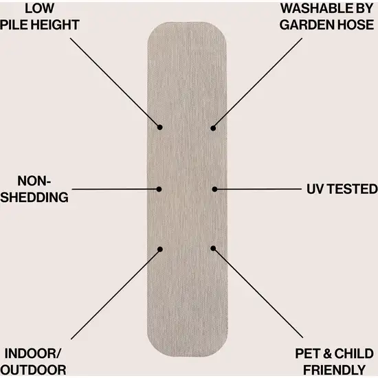 8' Beige Indoor Outdoor Runner Rug Photo 6