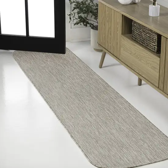 8' Beige Indoor Outdoor Runner Rug Photo 3