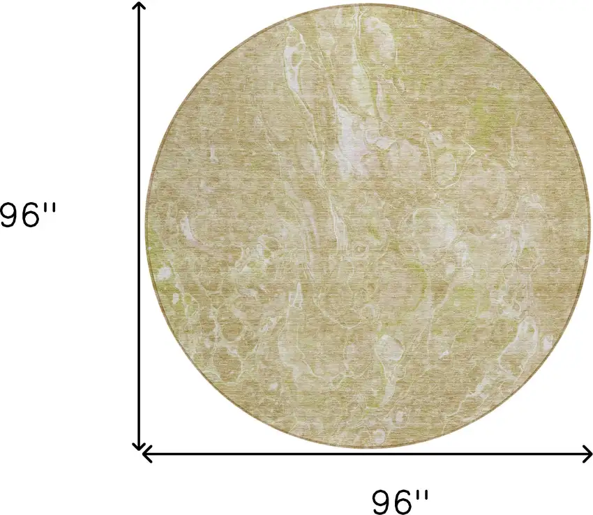 8' Beige Ivory And Artichoke Green Round Abstract Washable Indoor Outdoor Area Rug Photo 3