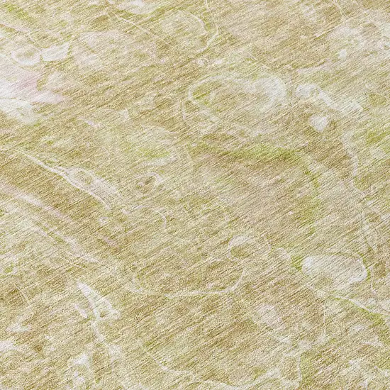 8' Beige Ivory And Artichoke Green Round Abstract Washable Indoor Outdoor Area Rug Photo 9