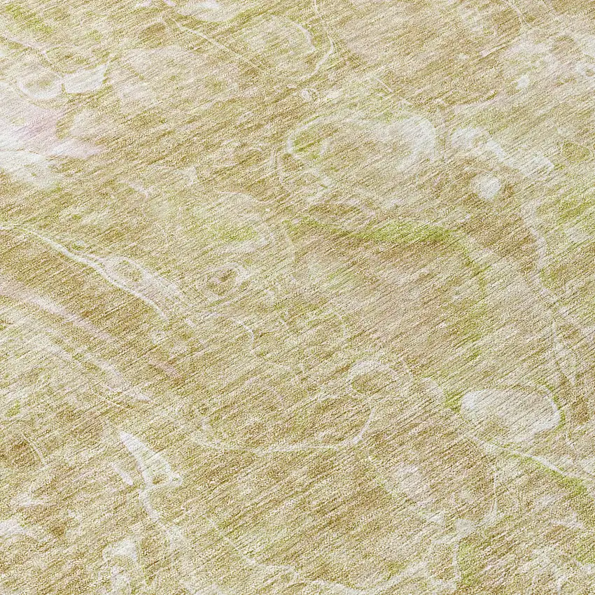 8' Beige Ivory And Artichoke Green Round Abstract Washable Indoor Outdoor Area Rug Photo 9