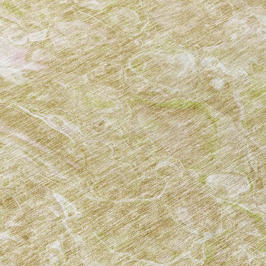 8' Beige Ivory And Artichoke Green Round Abstract Washable Indoor Outdoor Area Rug Photo 9