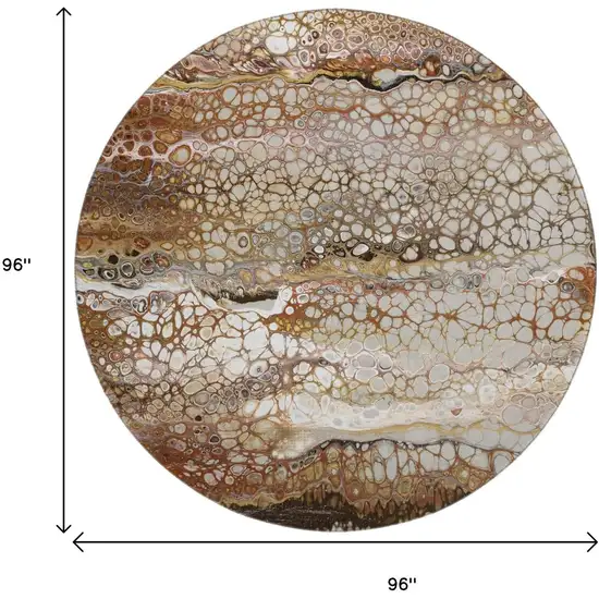 8' Beige Ivory And Black Round Abstract Washable Indoor Outdoor Area Rug Photo 3