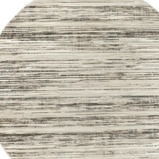 4' Beige Ivory And Brown Abstract Distressed Round Rug Photo 4
